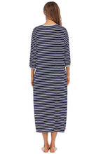 Carregar imagem no visualizador da galeria, Round Neck Three-Quarter Sleeve Midi Night Dress
