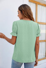 Load image into Gallery viewer, Swiss Dot Lace Trim Flounce Sleeve Blouse
