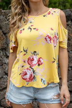 Load image into Gallery viewer, Floral Cold-Shoulder Round Neck Top
