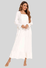 Load image into Gallery viewer, Lace Detail Square Neck Flounce Sleeve Night Dress
