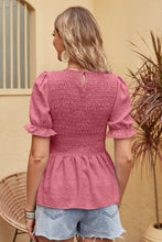 Load image into Gallery viewer, Swiss Dot Smocked Peplum Blouse
