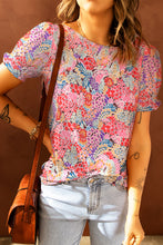 Load image into Gallery viewer, Floral Short Flounce Sleeve Blouse
