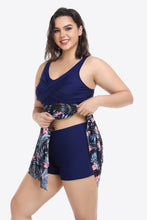 Carregar imagem no visualizador da galeria, Maiô de duas peças com bainha assimétrica floral plus size em dois tons
