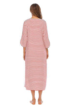 Carregar imagem no visualizador da galeria, Round Neck Three-Quarter Sleeve Midi Night Dress
