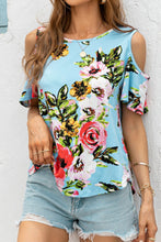 Load image into Gallery viewer, Floral Cold-Shoulder Round Neck Top
