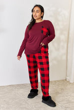 Carregar imagem no visualizador da galeria, Zenana Full Size Plaid Round Neck Top and Pants Pajama Set
