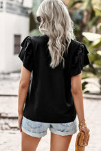 Load image into Gallery viewer, Contrast Ruffle Trim Flutter Sleeve Blouse
