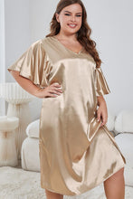 Load image into Gallery viewer, Plus Size Flutter Sleeve V-Neck Side Slit Night Gown
