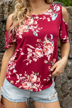 Load image into Gallery viewer, Floral Cold-Shoulder Round Neck Top
