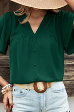 Load image into Gallery viewer, Buttoned Flutter Sleeve V-Neck Blouse
