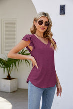 Load image into Gallery viewer, Smocked Flutter Sleeve V-Neck Top
