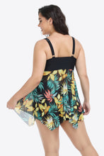 Load image into Gallery viewer, Plus Size Floral Two-Tone Asymmetrical Hem Two-Piece Swimsuit
