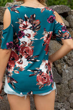 Load image into Gallery viewer, Floral Cold-Shoulder Round Neck Top
