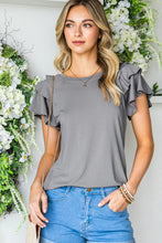 Load image into Gallery viewer, Layered Flutter Sleeve Round Neck Top
