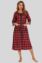 Carregar imagem no visualizador da galeria, Round Neck Three-Quarter Sleeve Midi Night Dress
