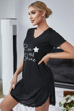 Load image into Gallery viewer, RISE AND SHINE Contrast Lace V-Neck T-Shirt Dress
