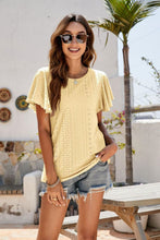 Load image into Gallery viewer, Eyelet Flutter Sleeve Short Sleeve Top
