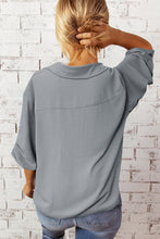 Load image into Gallery viewer, Textured Johnny Collar Three-Quarter Sleeve Blouse
