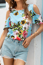 Load image into Gallery viewer, Floral Cold-Shoulder Round Neck Top
