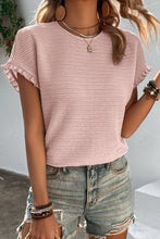 Load image into Gallery viewer, Textured Round Neck Short Sleeve Top
