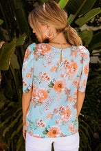 Load image into Gallery viewer, Summer Lover Floral Puff Sleeve Round Neck Blouse
