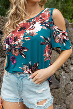 Load image into Gallery viewer, Floral Cold-Shoulder Round Neck Top
