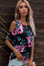 Load image into Gallery viewer, Floral Cold-Shoulder Round Neck Top
