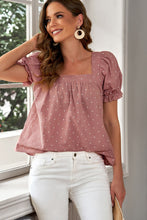 Load image into Gallery viewer, Polka Dot Square Neck Flounce Sleeve Top
