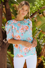 Load image into Gallery viewer, Summer Lover Floral Puff Sleeve Round Neck Blouse
