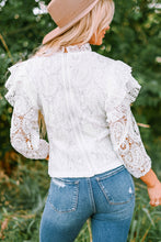 Load image into Gallery viewer, Ruffled Zip-Back Lace Blouse
