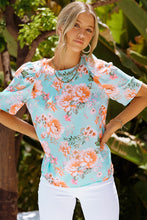 Load image into Gallery viewer, Summer Lover Floral Puff Sleeve Round Neck Blouse
