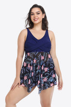 Load image into Gallery viewer, Plus Size Floral Two-Tone Asymmetrical Hem Two-Piece Swimsuit
