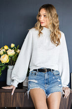 Load image into Gallery viewer, Frill Trim Balloon Sleeve Textured Blouse
