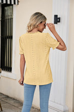 Load image into Gallery viewer, Eyelet Flounce Sleeve Scalloped V-Neck Top
