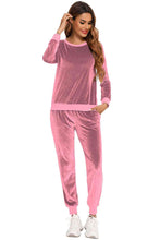 Load image into Gallery viewer, Round Neck Long Sleeve Loungewear Set with Pockets
