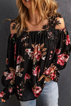 Carregar imagem no visualizador da galeria, Blusa floral de renda com ombros frios e manga com babados
