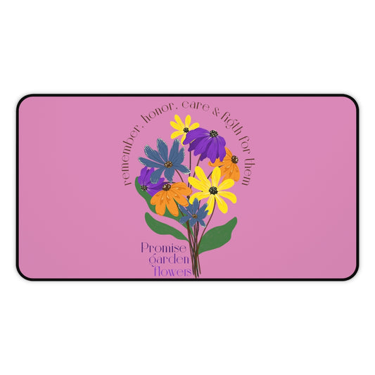 Pink Desk Mat - Promise Garden Flowers