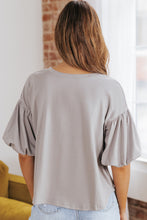 Load image into Gallery viewer, Puff Sleeve Curved Hem Blouse
