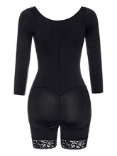 Load image into Gallery viewer, Full Size Zip Up Lace Detail Long Sleeve Shapewear
