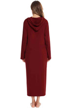 Load image into Gallery viewer, Zip Front Hooded Night Dress with Pockets
