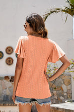 Load image into Gallery viewer, Eyelet Flutter Sleeve Short Sleeve Top
