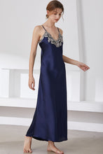 Load image into Gallery viewer, Full Size Lace Trim V-Neck Spaghetti Strap Satin Night Dress
