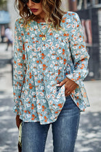 Load image into Gallery viewer, Floral Flounce Sleeve Tiered Blouse
