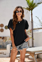 Load image into Gallery viewer, Eyelet Flutter Sleeve Short Sleeve Top
