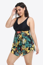 Carregar imagem no visualizador da galeria, Maiô de duas peças com bainha assimétrica floral plus size em dois tons
