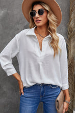 Load image into Gallery viewer, Textured Johnny Collar Three-Quarter Sleeve Blouse
