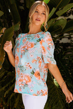 Load image into Gallery viewer, Summer Lover Floral Puff Sleeve Round Neck Blouse
