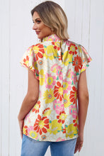 Load image into Gallery viewer, Floral Frill Neck Smocked Flutter Sleeve Blouse
