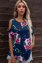 Load image into Gallery viewer, Floral Cold-Shoulder Round Neck Top
