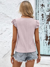 Load image into Gallery viewer, Contrast V-Neck Eyelet Top
